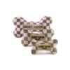 Tan Checker Chewy Vuiton Bones Squeaker Dog Toy