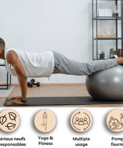 Gray Yoga Pilates Ball - Diameter 55cm - Pump Included