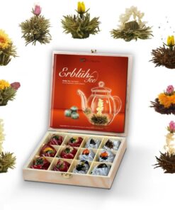 Creano tea flowers gift set in wooden tea box