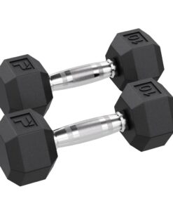 Rubber Hex Dumbbells with Ergonomic Grip & Hexagonal Head