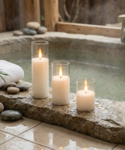 Clear Ivory Flameless 9-Piece Pillar Candle Set