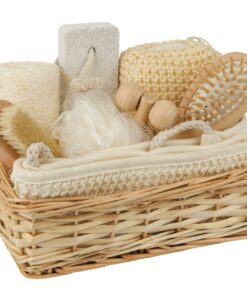 9-piece spa gift set in a wicker basket