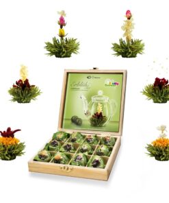 Creano tea flowers gift set in wooden tea box 12 blooming tea