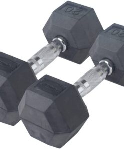 Rubber Coated Hexagon Dumbbells - Set of 2